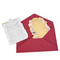 Carte d'invitation personnalisée romantique en acrylique transparent avec rose, pour fête, anniversaire, Noël, Nouvel An, mariage, écologique, de luxe