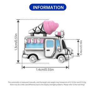 White copper <b>bead</b> <b>bracelet</b> - a summer ice cream truck pendant, a unique accessory suitable for both men and women - Product Image 3