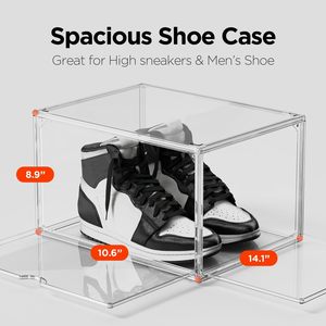 Transparent PP <b>Plastic</b> Glossy Magnetic Foldable Rectangle Multi-use Shoe Storage <b>Container</b> with Drop Side Open Door for Sneakers - Product Image 2