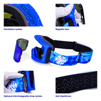 Lunettes de ski chauffantes à la mode lentille magnétique avec couleur bleu rouge rose argent pour la descente snowboard skate snowmoblie