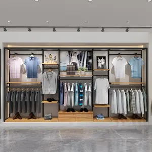 Yüksek kalite Modern ahşap giysi askısı raflar mağaza ekran Stand rafı depolama perakende bez vitrin rafı