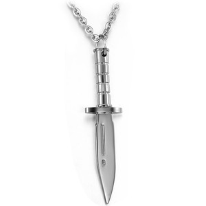 Men's Stylish Stainless Steel <strong>Dagger</strong> Pendant <strong>Necklace</strong> Creative Geometric Chain for Trendy Anniversaries - Product Image 4