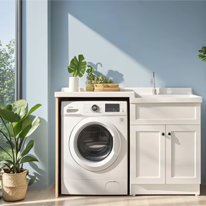 Mueble de Lavandería con Lavabo Integrado para Balcón, Lavadero, Baño - Product Image 2