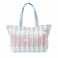 Sac fourre-tout personnalisé Dichos Canvas de luxe à grande capacité avec poignée d'épaule, idéal pour la plage et les voyages, style imprimé rayé populaire