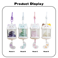 Porte-clés Chat en Cristal, Pendentif Chat de Dessin Animé, Contenant en Acrylique avec Pierre de Cristal Naturelle, Breloque Clé, Décoration Souvenir, Vente en Gros