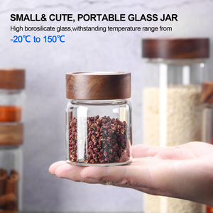 Mini Recipientes Herméticos de Vidrio Borosilicato de 4oz y 8oz con Tapa de Madera Roscada para Granos de Café - Product Image 5