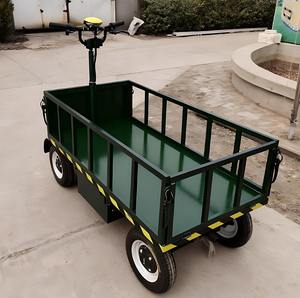 עגלת משא חשמלית בעלת ארבעה גלגלים, רשת פלדה שטוחה, לכלי בנייה, עם קיבולת של 1000 ק\\\"ג - Product Image 6