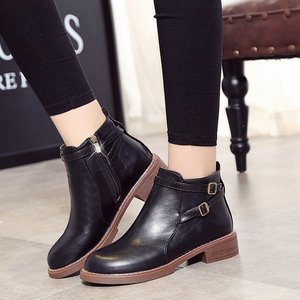Bottes d'hiver pour <span class=keywords><strong>femmes</strong></span>, grande taille, en cuir, avec fermeture éclair, bottes à la cheville avec intérieur doux - Product Image 5
