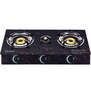 Estufa de Gas de Tres Quemadores con Panel de Vidrio Templado, Quemadores de Acero Inoxidable de Butano/Propano, Portátil para Uso en la Cocina - Product Image 1