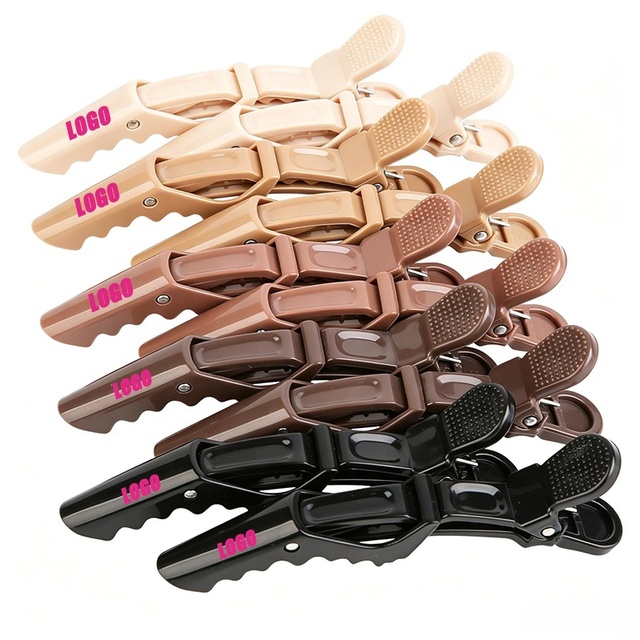 Custom Logo Hair Sectioning Clips Alligator Salon Styling Clips with Metal Spring for Cutting Coloring Blow Drying