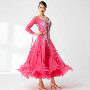 B-19409 de baile de salón para mujer, falda elegante de encaje para baile de salón, Tango, <span class=keywords><strong>Flamenco</strong></span>, vals - Product Image 3
