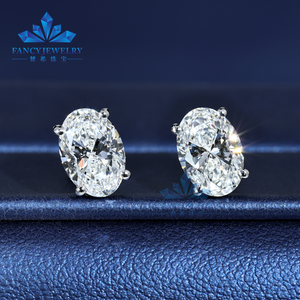 Joyería de lujo 14K 18K oro blanco 0,5-2 quilates HPHT CVD corte ovalado laboratorio cultivado diamante Stud pendiente Push Back con IGI GIA certificado - Product Image 1