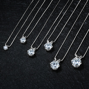 จี้เพชรโมอิสซาไนต์ทรงกลมหลายกะรัต VVS GRA แบบคลาสสิก ทองแดงชุบทอง 14K สำหรับผู้หญิง ใช้งานได้หลากหลาย เหมาะสำหรับใส่ทุกวัน ง่ายต่อการใช้งาน - Product Image 5