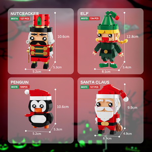 Juego de Bloques de Construcción 4 en 1 de Figuras Brickhead Navideñas, Juguete de Construcción de Papá Noel, Pingüino, Cascanueces y Duende para Niños - Product Image 3