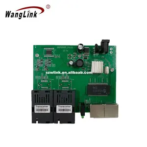 Wanglink SKD CKD 2G2F Gigabit/10/100/1000M 2 Port POE + 2 SingleFiber SC 20KM PCBA... IEEE802.3AF/en 65W de fibra óptica interruptor de POE