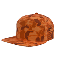 Casquette Snapback 7 Panneaux Camouflage Personnalisable avec Logo, Perforations Découpées au Laser, Visière Plate, Imperméable, pour le Golf