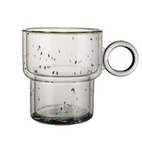 Gobelet en verre à double paroi 340ml personnalisé avec tasse en bambou empilable à paillettes poignée double couche pour café thé