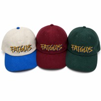 Topi Baseball 6 Panel Model Snapback Vintage Bahan Corduroy Bordir Logo Dua Warna Dengan Pinggiran Datar