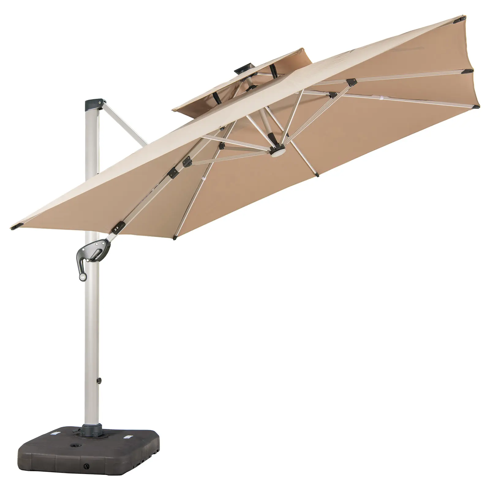 Parasol de aluminio para patio de 102mm, sombrilla de Patio con energía solar para cubierta de sombrilla de jardín