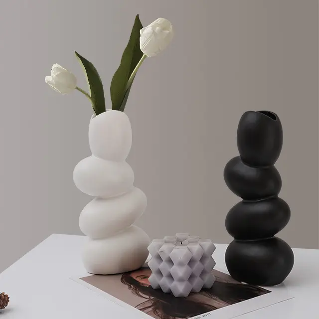 Ovos de arte de escultura nórdica vintage, vasos de cerâmica para flores, decoração de casa