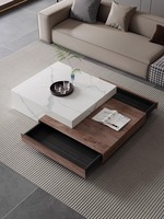 Table basse européenne moderne en bois massif conception de panneau de roche pour la petite maison appartement meubles de salon Table à thé en verre