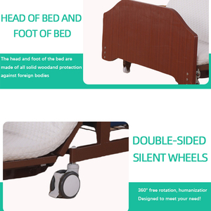 Cama <span class=keywords><strong>de</strong></span> Enfermería Eléctrica Completa con Barandillas <span class=keywords><strong>de</strong></span> Madera, Cama <span class=keywords><strong>de</strong></span> Cuidado en el Hogar con Elevación <span class=keywords><strong>de</strong></span> Respaldo, Elevación <span class=keywords><strong>de</strong></span> Piernas y Asistencia para Girar para la Recuperación - Product Image 4