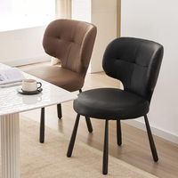 Chaise de salle à manger rembourrée moderne, chaise latérale en cuir PU souple avec pieds en métal pour cuisine et salon