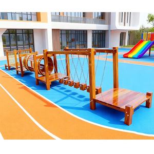 Équipement de terrain de jeu extérieur en bois personnalisé de haute qualité, série d'escalade, poutre d'équilibre pour enfants et tunnel de jeu - Product Image 2