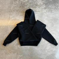 Ensemble de survêtement pour homme en molleton épais, style ample et ample, avec pantalon de jogging évasé et sweat à capuche