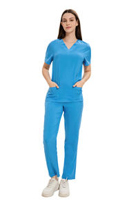 मेडिकल स्क्रब टिकाऊ अस्पताल सेट छोटी आस्तीन स्क्रब पैंट डेंटिस्ट नर्सिंग ब्यूटीशियन स्पा वर्कवियर ओम - Product Image 4