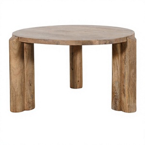 Table basse ronde nordique en bois de manguier massif, faite à la main, écologique, design moderne, harmonie scandinave - Product Image 3
