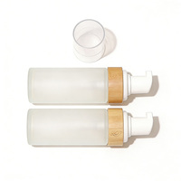 Emballage de marque durable amélioré, flacon en verre mousse de 200 ml avec col en bambou, conteneur cosmétique recyclable, vente en gros
