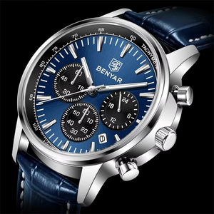 Reloj Cronógrafo Multifunción de Moda para Hombre, Correa de Cuero, Resistente al Agua, Luminoso, con Calendario, Reloj de Cuarzo Informal - Product Image 3