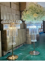 Bonne qualité hôtel maison décoration de table porte-fleurs or cristal acrylique centre de table de mariage