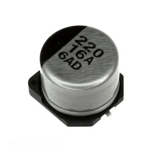 ตัวเก็บประจุแบบติดผิว SMD ยี่ห้อ Manufacturer Channel รุ่น CAP ALUM 220UF 20% 16V ความจุ 220 ไมโครฟารัด มาตรฐาน ECE-V1CA221UP - Product Image 1