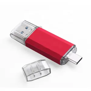 Vendita calda materiale in alluminio stampa doganale USB2.0 per iphone samsung otg usb flash drive, 2 in 1 tipo c otg usb