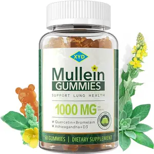 Gummies daun mulein Label pribadi dengan gummy Quercetin untuk sistem pernapasan dukungan pencernaan Gummies mulein