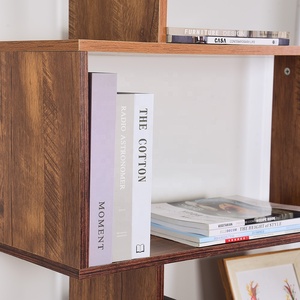 Wholesale 5 <strong>Tier</strong> Bookcase Display <strong>Shelf</strong> Freestanding Decorative <strong>Wooden</strong> Library Bookshelf - Product Image 4