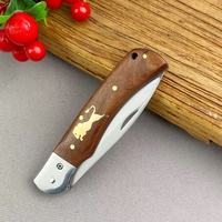 Couteaux pliants personnalisés 20 cm, lame en acier 9Cr18MoV, manche en bois sculpté à la main, couteaux pliants chinois, cadeau, couteau de camping