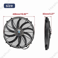 Ventilateur de refroidissement électrique universel 12V 120W de 16 pouces, fin, à aspiration et poussée, pour radiateur, kit de montage noir, haute performance 2000 tr/min