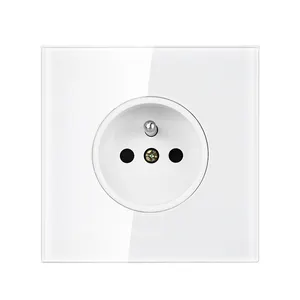 Wall Power Socket EU RU 16A 250V 1/2/3/4/5 Outputs Power Wall Socket Glass Panel Plug Electrical Outlet With Safety Door