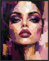 Peinture à l'huile abstraite texturée de portrait féminin de luxe, peinture sur toile impasto, peinte à la main, cadre en bois, décoration contemporaine, sur mesure