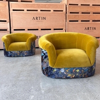 Fauteuil d'appoint en velours personnalisable, tissu floral bicolore, chaise de loisirs pour villa et hôtel, vente en gros de meubles directement de l'usine
