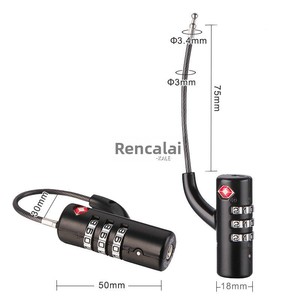 Cadenas à code TSA pour bagages, en acier allié, avec câble métallique, sans finition, fournis par le fabricant de Foshan - Product Image 3