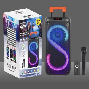 عربة خارجية عالية القدرة لمكبر الصوت مع إضاءة RGB وميكروفون مدمج لاسلكي للكاريوكي والغناء والكمبيوتر والهاتف المحمول - Product Image 5