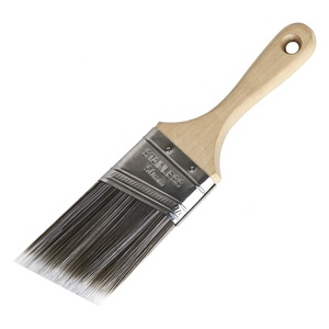 Brocha de pintura angular de filamentos sintéticos cónicos de alta calidad, color blanco grisáceo, mango de madera cómodo, cerdas de acero de grado DIY - Product Image 1