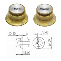 Boutons de guitare électrique jaunes avec réflecteur, pour contrôle de vitesse, volume, tonalité et effets AMP, avec dessus argenté