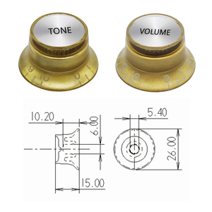 Boutons de guitare électrique jaunes avec réflecteur, pour contrôle de vitesse, volume, tonalité et effets AMP, avec dessus argenté - Product Image 4