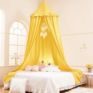 Tende a <span class=keywords><strong>baldacchino</strong></span> gialle da principessa, misure Twin, Full, Queen, tenda a soffitto a forma di castello, <span class=keywords><strong>baldacchino</strong></span> per <span class=keywords><strong>letto</strong></span> per bambini, decorazione per la cameretta delle ragazze - Product Image 1