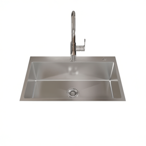 Fregadero de cocina de cuarzo de un solo seno, rectangular, de 30 pulgadas, de montaje bajo encimera, diseño contemporáneo, fácil de limpiar - Product Image 1